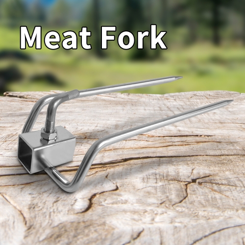 Heavy Duty Stainless Steel Grilling Fork - BBQ Accessories with 17in Long Handle, Heat-Resistant, Rustproof, Ergonomic Grip for Outdoor Grilling