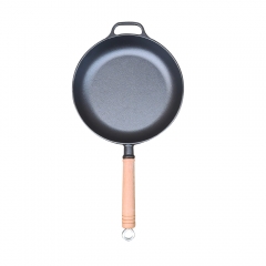 Wooden cast iron barbecue pan purchase barbecue accessories factory supplier