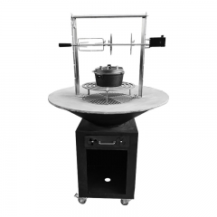 Outdoor kitchen barbecue multifunctional black thick steel pot ring oven