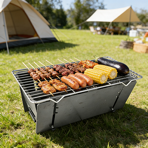 Outdoor camping portable, foldable, easy to clean charcoal grill