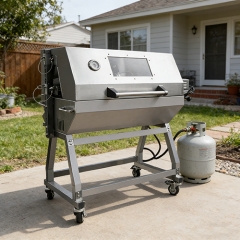 Outdoor garden gas Roasted whole lamb commercial stainless steel rotisserie spit roaster grill