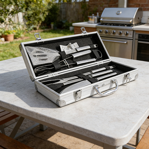 Portable outdoor camping stainless steel barbecue kitchenware portable box set